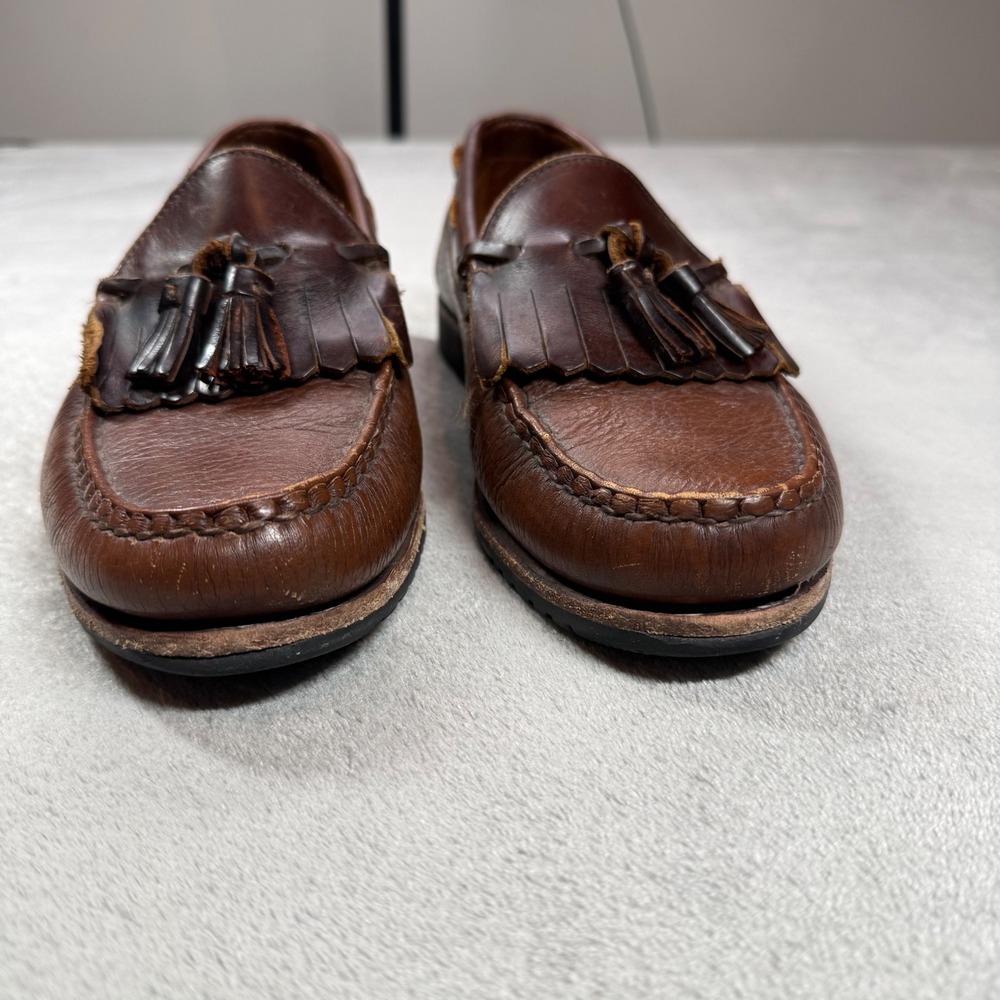 Allen Edmonds Nashua Mens 9.5 D Brown Leather Kilty Tassel Loafers Preppy 42253 - Picture 3 of 9